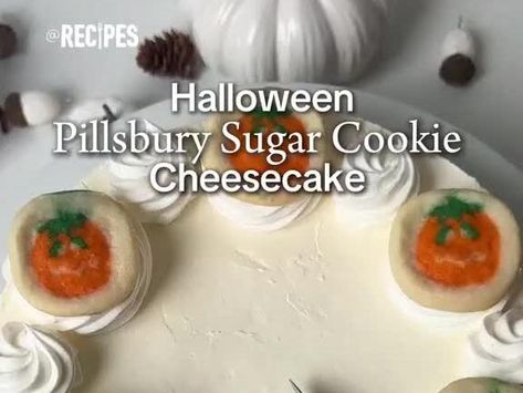 This Pillsbury Halloween Sugar Cookie Cheesecake is the perfect fall dessert. Tag a friend who loves Pillsbury cookies and needs to make this 🎃 -2 packages Pillsbury Halloween cookies -2 packages cream cheese -2 tsp. lemon juic... - NewsBreak Pillsbury Halloween Cookies, Pecan Pie Cheesecake Bars, Sugar Cookie Cheesecake, Brown Sugar Fudge, Cheesecake Cookies Recipes, Pillsbury Cookies, Pillsbury Sugar Cookies, Cookie Cheesecake, Chocolate Pound Cake