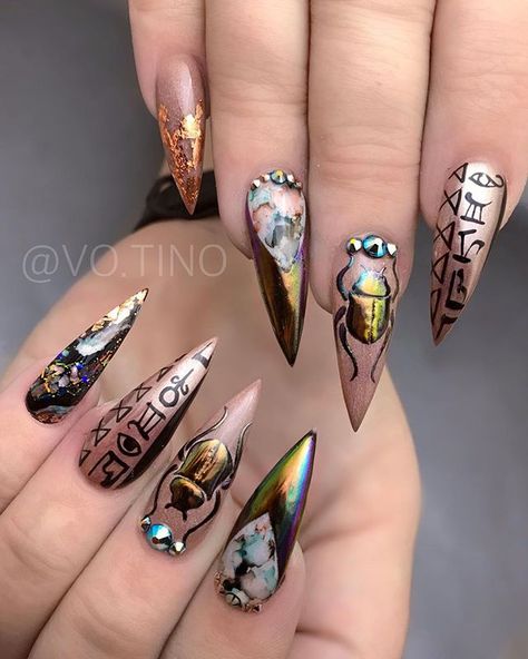 Stiletto Nails Design, Acrylic Stiletto Nails, Egyptian Nails, Witch Nails, Nails Design Ideas, Witchy Nails, Art Designs Ideas, Stiletto Nails Designs, Coffin Shape Nails