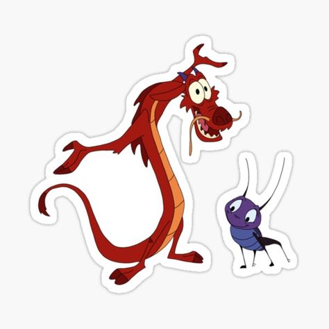 Mushu And Cricket, Tattoo Disney, Disney Sleeve, Disney Stickers, Tumblr Stickers, Disney Sticker, Friend Tattoos, Disney Tattoos, Mulan