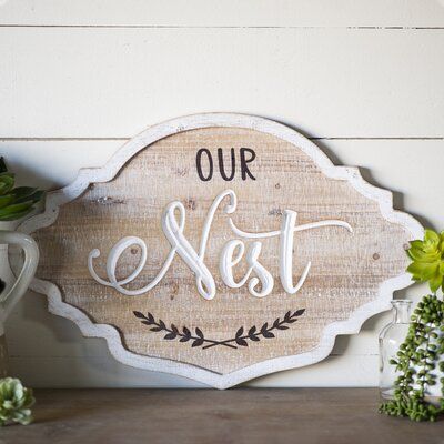 Our Nest Sign, French Country Wall Decor, Wooden Wall Signs, Decorative Wall Plaques, Distressed Painting, Antique Farmhouse, Wall Gallery, Farmhouse Signs, Nebraska Furniture Mart