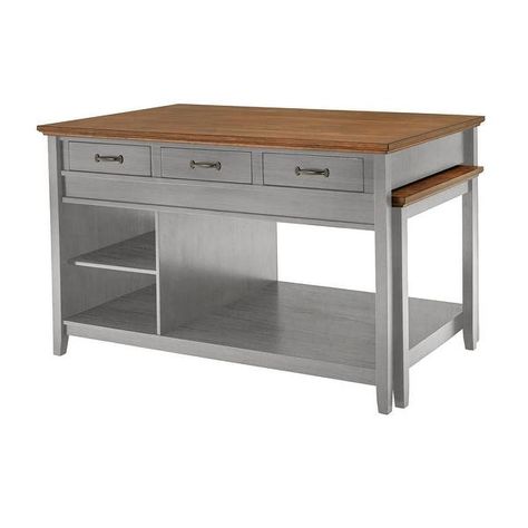 Eleanor Two-Tone Antique Finish Extendable Kitchen Island with 3 Drawers by iNSPIRE Q Classic - On Sale - Bed Bath & Beyond - 39158111 Center Kitchen Island, Extendable Kitchen Island, Downsizing House, Kitchen Organizers, Two Tone Kitchen, Classic Bed, Pots Pans, Kitchen Islands, Open Shelf