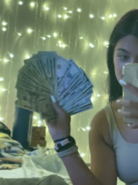 #SelfieIdeas | #Mirrorphoto | #Moneyflex | #Money | #Aesthetic | #Acrylics | #Cash | #PhotoIdeas | #InstaInspo | Aesthetic Acrylics, Mirror Photo, Money Aesthetic, Selfie Ideas, Hand Fan, Mirror Selfie, Money, Mirror, Quick Saves