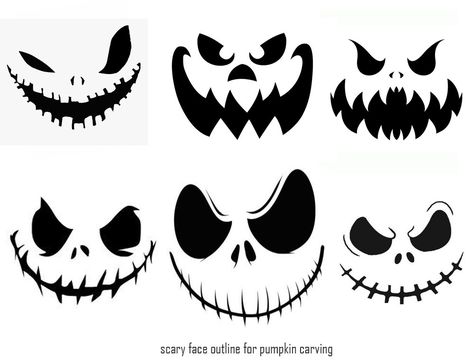 Printable Scary Pumpkin Carving Stencils Pumkin Stencils Scary, Scary Pumpkin Faces Template, Pumpkin Carving Stencils Scary, Pumpkin Face Stencils, Painted Pumpkin Faces, Pumpkin Board, Jack O Lantern Scary, Elks Lodge, Scary Pumpkin Faces