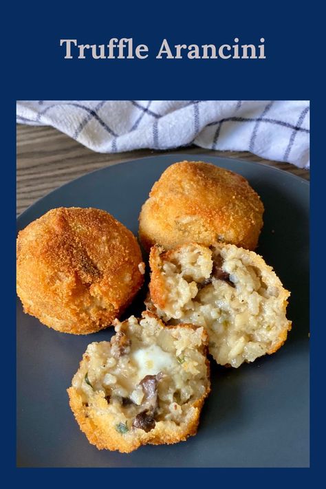 Truffle Arancini, Arancini Recipe Italian, Leftover Risotto, Arancini Balls, Risotto Balls, Arancini Recipe, Truffle Mushroom, Fall Dishes, Mushroom Risotto