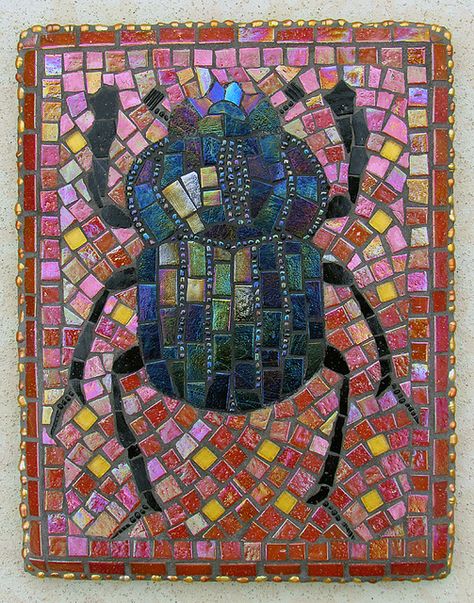 Mosaic Mosaic Beetle, Beetle Mosaic, Mosaic Insects, Iridescent Tile, Mosaic Stepping Stones, Mosaic Animals, Mosaic Birds, Mosaic Madness, Glass Mosaic Art