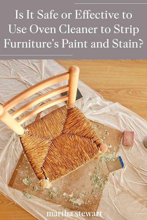 You can use oven cleaner to strip furniture, but is it safe or effective? Just like oven cleaner removes particles from your oven, oven cleaner can also loosen stain and paint from a surface—and it can also be harmful to your body and furniture. Discover everything you need to know about this growing trend, including whether or not it is safe or effective. #crafts #diyideas #easycrafts #marthastewart #hobby #tutorials Stripping Furniture With Oven Cleaner, Oven Cleaner On Wood, Oven Cleaner To Strip Wood, Stripping Furniture, Repainting Furniture, Stripping Paint, Wood Oven, Oven Cleaner, Cleaning Wood