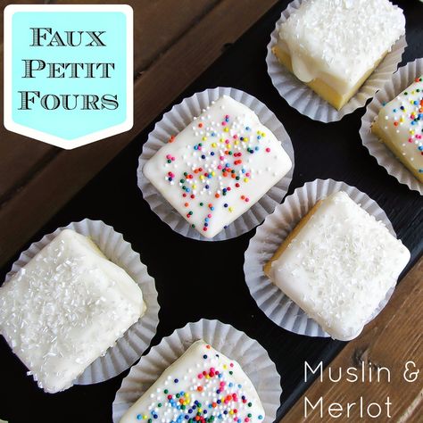 Muslin and Merlot: Faux Petit Fours Tea Party Menu, Best Party Food, Cake Recipes From Scratch, Homemade Cake Recipes, Small Desserts, Pretty Cookies, Family Crafts, Quick Desserts, Candy Melts