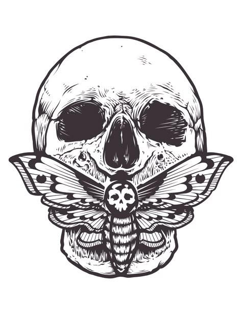 Moth And Skull Tattoo Design, Moth And Skull Tattoo, Skull Moth Tattoo Design, Hipster Triangle, Moth Drawing, Skull Moth, Pagan Symbols, Black And White Stickers, Moth Tattoo