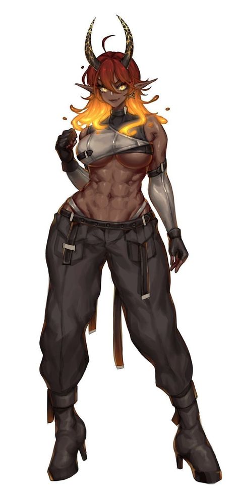 Female Monster, Tomboy Art, Monster Girl Encyclopedia, Buff Women, Black Anime Characters, Tomboy Style Outfits, 영감을 주는 캐릭터, Female Character Design, Anime Poses