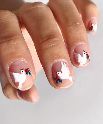 Peace Doves Holiday Nai, Summer Nails 2023 Gel, Peace Nails, Nails 2023 Gel, Bird Nail Art, Summer Nails 2023, Negative Space Nail Art, Bright Nail Art, Fun Nail Colors