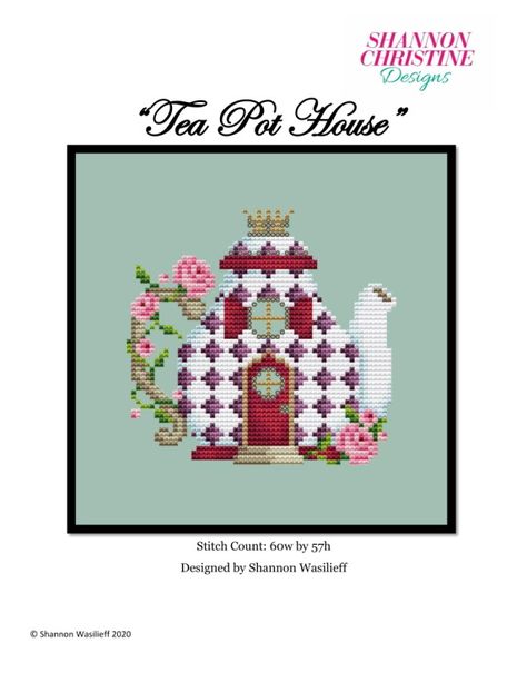 Shannon Christine Designs Cross Stitch, House Pattern, Mill Hill Beads, Mill Hill, Cross Stitch Patterns Free, The Fairy, Pdf Patterns, Fairy House, Tea Pot