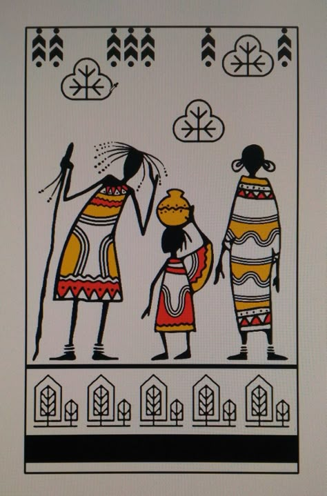 Adivasi Drawing, African American Folk Art, Warli Drawing, African Abstract Art, Warli Paintings, Worli Painting, Black Folk Art, Warli Painting, Warli Art