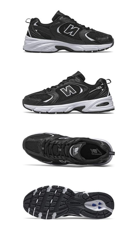 New Balance 530v2, New Balance 530 Black, 530 Outfit, New Balance 530 Outfit, Shoe Ideas, Marathon Running Shoes, Marathon Running, Running Shoes Sneakers, Shoe Game