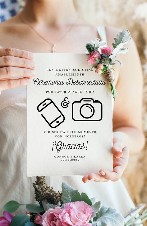 Spanish Wedding Signs, Unplugged Sign, Unplugged Ceremony Sign, Unplugged Ceremony, Ceremony Sign, Unplugged Wedding, Printable Wedding Sign, Spanish Wedding, Modern Minimalist Wedding