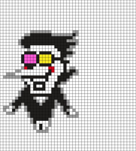 Mettaton Perler Beads, Spamton Pixelart, Undertale Kandi Pattern, Deltarune Pixel Art Grid, Spamton Sprite, Deltarune Perler Beads, Deltarune Perler, Undertale Perler Beads, Undertale Pixel Art