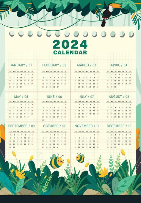 calendar year 2024 the theme of animals and nature. Sunday starts on Sunday. Simple calendar layout. Desk planner template with 12 months. Annual diary. Vector illustration Illustrator Hacks, Simple Calendar, Desk Planner, Animals And Nature, Calendar Layout, Desk Planners, Annual Calendar, Calendar Templates, Calendar 2024