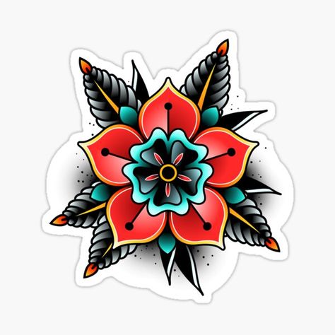 Flower Traditional Tattoo, Unique Traditional Tattoo, Satanic Tattoo, Tattoo Art Drawings Sketches, Traditional Flower Tattoo, Traditional Tattoo Stickers, Graphghan Patterns, Notebook Therapy, Shoulder Cap Tattoo