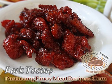 Pork Tocino (Sweet Cured Pork) | Panlasang Pinoy Meaty Recipes Pork Tocino Recipe, Tocino Recipe, Pork Tocino, Chicken Tocino, Filipino Pork Recipes, Phillipino Food, Philippine Cuisine, Philippines Recipes, Panlasang Pinoy