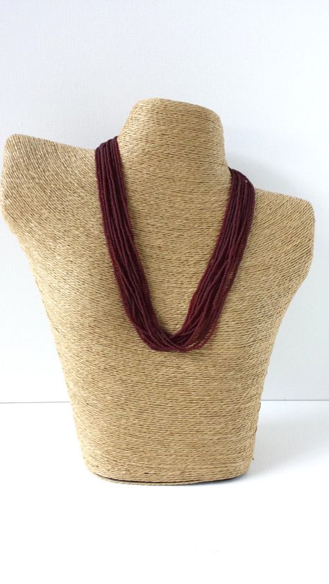 Maroon Necklace, Garnet Necklace, Brown Outfit, Bridesmaid Necklace, Color Of The Year, Seed Bead Jewelry, Pantone Color, Boho Necklace, Garnet