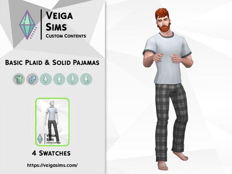 Sims 4 Cc Men Pjs, Sims 4 Cc Male Pyjama, Sims 4 Male Pjs, Sims 4 Male Pyjamas, The Sims Resource Pajamas, Plaid Pajama Pants, Male Clothing, Plaid Pajamas, Perfect Night