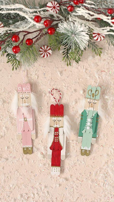 Nutcracker Christmas Decorations, Popsicle Stick, Holiday Crafts Christmas, Christmas Ornament Crafts, Nutcracker Christmas, Fun Christmas, Winter Crafts, Homemade Christmas, Christmas Activities