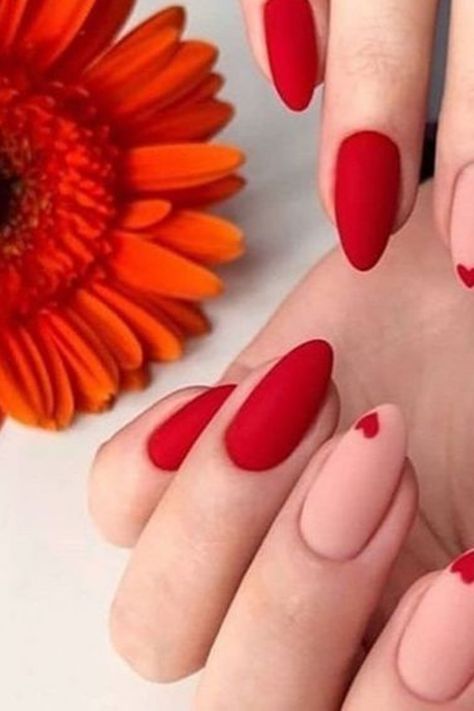 15 PRETTY VALENTINE'S DAY NAIL DESIGNS Red Nail Art Designs, Red Nail Art, Red Acrylic Nails, Heart Nail, Gelish Nails, Nail Designs Valentines, Purple Nail, Red Nail Designs, Blue Nail