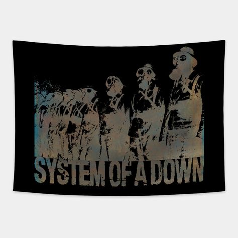 Toxic Masks -- Choose from our vast selection of tapestries to match with your desired size to make the perfect custom tapestry. Pick your favorite: Movies, TV Shows, Art, and so much more! Available in small, medium, large. Perfect for decorations in apartments, bedrooms, and dorm rooms. System Of A Down Poster, System Of A Down Toxicity, Goth Tapestry, System Of A Down, Room Stuff, Poster Ideas, Slipknot, Dream Rooms, Dream Room