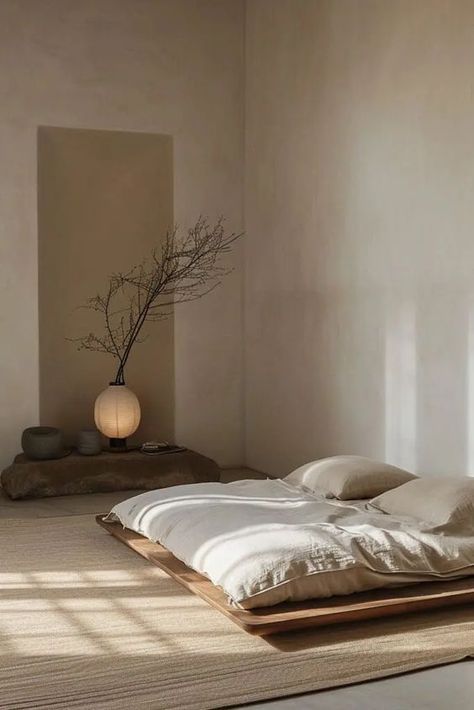 Zen Wisdom, Japandi Bedroom Design, Minimalism Bedroom, Japandi Bedroom Ideas, Scandi Bedroom, Japandi Bedroom, Spavaća Soba, Dekorasi Bohemia, Japanese Bedroom