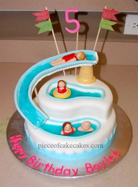 Waterpark Cake @Elizabeth Campbell you know you like it :) Waterslide Cake, Swim Cake, Pool Cakes, Pool Birthday Cakes, Water Cake, Swimming Cake, Pool Party Cakes, Pool Cake, Gravity Cake