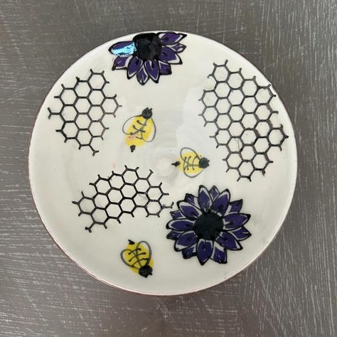 Love how this turned out. Rethinking the honey over the honeycomb… . . . . #bees #wip #handpaintedpottery #ceramics Pottery Painting Ideas, Hand Painted Pottery, Pottery Ideas, Pottery Painting, Honeycomb, Painting Ideas, Honey, Bee, Ceramics