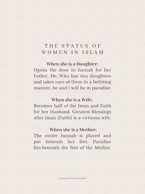 Islam Quotes On Women, Quotes About Women In Islam, Islamic Advice Quotes, Importance Of Women In Islam, Respect Women In Islam Quotes, Alhumdulillah Quotes, Islam Quotes About Life, Short Islamic Quotes, Words That Describe Feelings