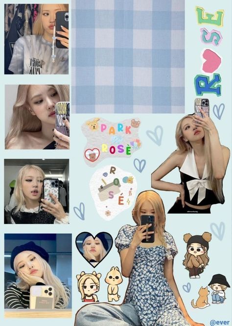 Kpop Sticker Sheet, Blone Hair, Kpop Sticker, K Crafts, Pop Stickers, Bullet Journal Diy, Scrapbook Stickers Printable, Rose Blackpink, Rosé Blackpink