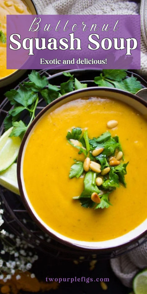 Butternut Squash Soup Recipe Thai Curry Butternut Squash Soup, Squash Soup Recipes, Soup Recipes Vegan, Vegan Butternut Squash Soup, Vegan Butternut Squash, Butternut Squash Soup Recipe, Butternut Squash Recipes Soup, Favorite Soups, Squash Soup Recipe