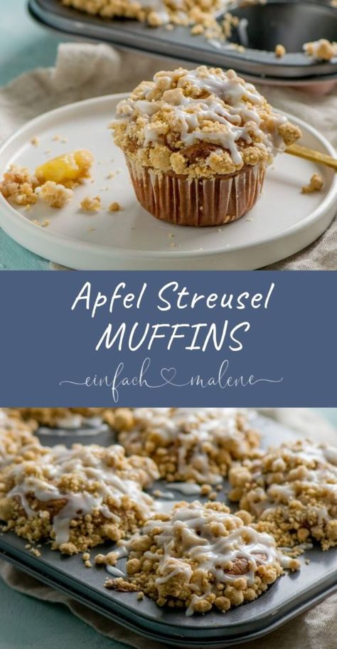 Die saftigsten Apfel Streusel Muffins aller Zeiten - mit extra viel Zimt Apple Crumble Muffins, Apple Crumble Cake, Crumble Muffins, Cinnamon Apple Pie, Streusel Muffins, Simple Muffin Recipe, Muffin Streusel, Crumble Cake, Healthy Muffin Recipes