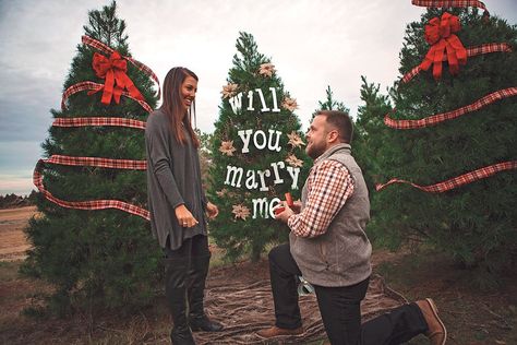 Tree Farm Proposal, Christmas Wedding Proposal, Christmas Wedding Themes, Christmas Proposal, Proposal Pictures, Best Wedding Proposals, Christmas Engagement, Proposal Photos, Wedding Proposals