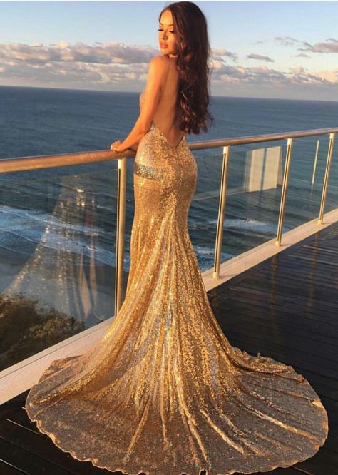 Gold Gowns, Sequin Prom Dresses Mermaid, Goddess Gown, Prom Dresses Long Mermaid, Sequins Fabric, 파티 드레스, Prom Dress Inspiration, Sequin Prom Dresses, Cute Prom Dresses