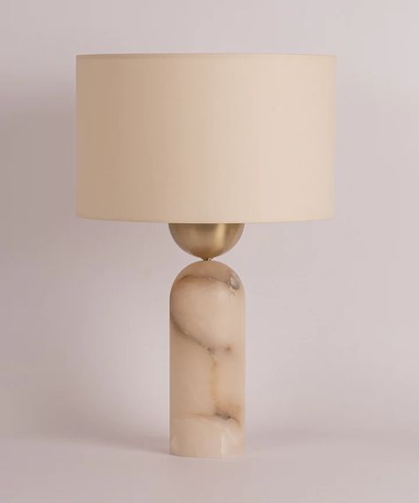 Peona by Simone & Marcel | Contemporary Design | TRNK Minimalist Furniture Design, Ceramic Sculpture Figurative, Classical Interior, Marble Lamp, Marble Table Lamp, White Alabaster, Drum Lampshade, Modern Table Lamp, Chic Decor