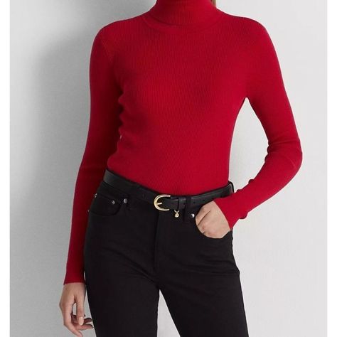 Lauren Ralph Lauren Red Turtleneck Sweater Long Sleeves Turtleneck Imported Signature "Lrl"-Engraved Gold-Tone Plaque At The Right Hem Size: 1x Measurements: Length: 26 In Bust: 19 In. Materials: Cotton/Modal/Nylon Machine Washable New With Tag Tags: Christmas, Christmas Gift, Winter, Red, Gift For Her, Ralph Lauren Black Tag, Red Sweater Ralph Lauren Turtleneck, Red Turtleneck Sweater, Red Turtleneck, Cable Knit Turtleneck Sweater, Ribbed Turtleneck Sweater, Ladies Turtleneck Sweaters, Ralph Lauren Sweaters, Womens Turtleneck, Ralph Lauren Jeans