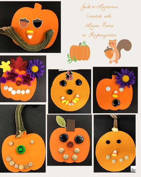 Loose Parts Jack-o-Lanterns/Transient Art Fall Loose Parts Preschool, Transient Art, October Themes, Scarecrow Crafts, Preschool Crafts Fall, Kindergarten Projects, Fall Preschool, Toddler Rooms, Loose Parts