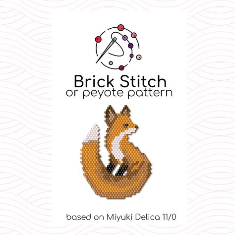 Beaded Fox Pattern, Fox Color Palette, Diy Seed Bead Earrings, Pendant Keychain, Miyuki Delica Beads, Design Palette, Brick Stitch Earrings, Brick Stitch Pattern, Keychain Charm