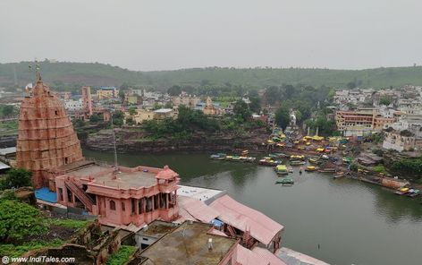 Omkareshwar Temple along the Narmada River Omkareshwar Jyotirling Temple, Omkareshwar Jyotirling, Omkareshwar Temple, Mahakal Pic Ujjain, Namaste India, India Tourist, Narmada River, Temple India, Lord Shiva Hd Wallpaper