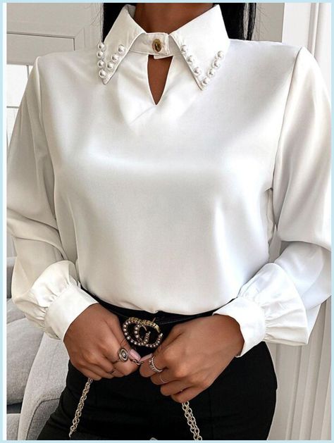 [Ad] 59 Top Women Blouses Fashion Classy Tips and Tricks You Don't Want To Miss Right Now #womenblousesfashionclassy Women Blouses Fashion Classy, Formal Tops For Women, Formal Blouses, Classy Blouses, Women Blouses Fashion, Stylish Work Attire, Classy Dress Outfits, Fashionista Clothes, Top Shirt Women