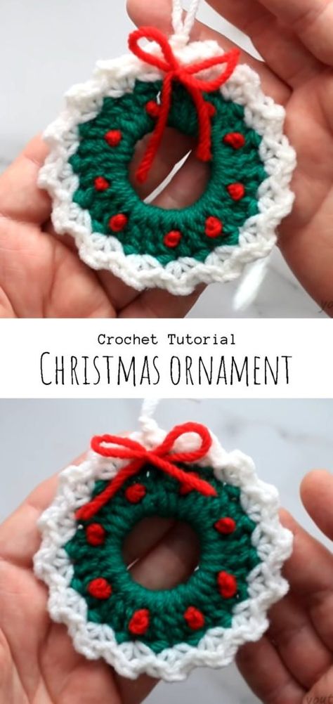 Crochet Mini Christmas Wreath Crochet Mini Christmas Wreath Free Pattern, Crochet Mini Wreath Ornaments, Mini Crochet Wreath Pattern Free, Crochet Mini Wreath Pattern Free, Free Crochet Wreath Patterns, Cute Crochet Patterns Free Gift Ideas, Crochet Christmas Wreath Free Pattern, Kindness Crochet, Crocheting Christmas