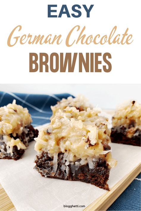 Easy German Chocolate Brownies Easy German Chocolate Brownies, German Chocolate Desserts Easy, German Chocolate Brownies Easy, Recipes With Brownie Mix, German Chocolate Desserts, Brownies Coconut, German Chocolate Bars, German Chocolate Frosting, German Chocolate Brownies