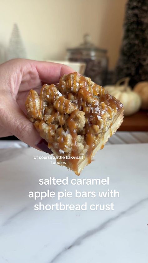 Salted Caramel Apple Crumble Bars - Lily P Crumbs Salted Caramel Apple Crumb Bars, Lily P Crumbs, Salted Caramel Apple Pie Bars, Crumble Bars Recipes, Caramel Apple Crumble Bars, Apple Crumb Bars, Apple Crumble Bars, Caramel Apple Crumble, Caramel Apple Bars