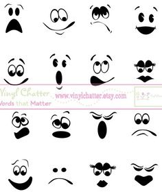 Faces you can use on making trashbag ghosts Moldes Halloween, No Carve Pumpkin Decorating, Face Template, Pumpkin Carving Ideas, Creative Pumpkins, Ghost Face, Carving Ideas, Cartoon Faces, Ghost Faces