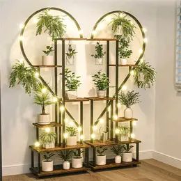 Metal Half Heart Shaped Plant Stand with Hanging Hooks - 6 Tier Indoor Flower Shelf - Organiser, Racks Flower Shelves, Ladder Plant Stand, Garden Ladder, Indoor Plant Shelves, Flower Shelf, Plant Bracket, Miami Apartment, Pots Garden, Shelves Design