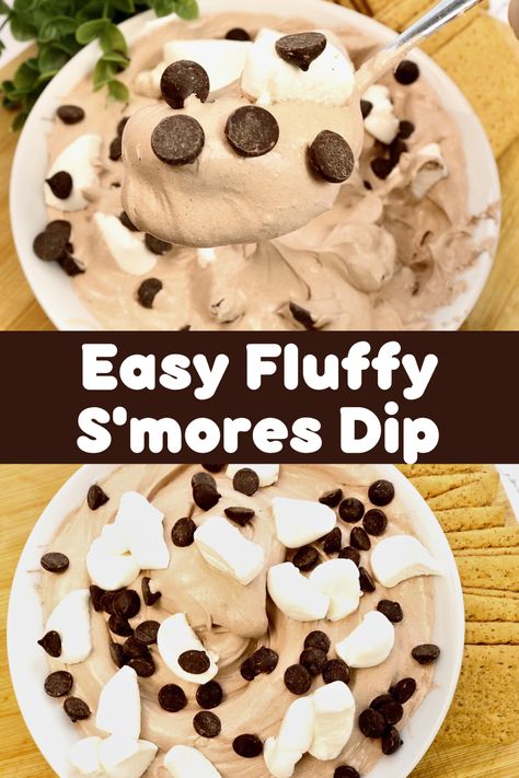 S’mores Dip Recipe Easy, S'more Dip Recipe, Fluffy Smores Dip, Smores Dip With Marshmallow Fluff, S’more Dip Crockpot, Smores Fluff Dip, Easy S’mores Dip, S’more Dip Recipe, S’mores Dip Cold