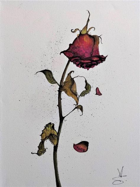 Dead Flower Bouquet, Rose Watercolour, Bouquet Drawing, Flower Bouquet Drawing, Rose Sketch, Rose Drawing, Roses Drawing, Desenho Tattoo, Art Prompts