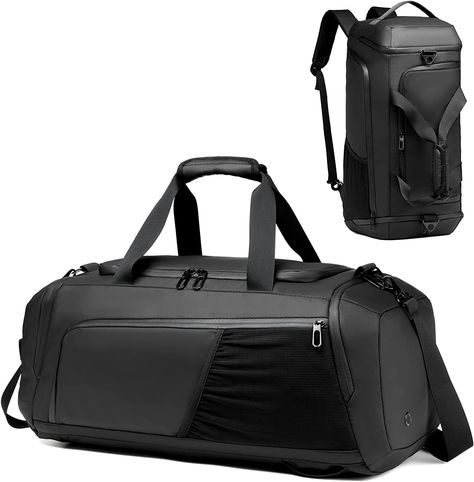 Gym Duffle Bag Waterproof Sports Duffel Bags Travel Weekender Bag for Men Women Overnight Bag with Shoes Compartment Black Gym Duffle Bag, Hand Luggage Bag, Mens Weekend Bag, Mens Gym Bag, Holdall Bag, Sports Bags Gym, Workout Bags, Mens Travel Bag, Duffle Bag Travel